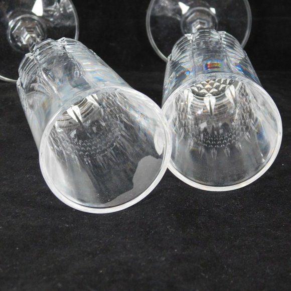 Set of 2 Cut Crystal Champagne Flutes 8.5 in tall Hexagonal Stem Brilliant Cut - Picture 5 of 9